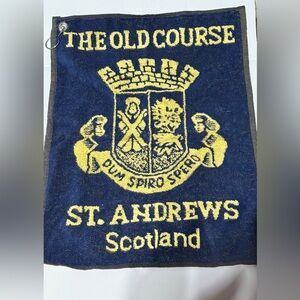 The Old Course St Andrews Scotland Golf Towel Blue & Yellow 100% Cotton Terry